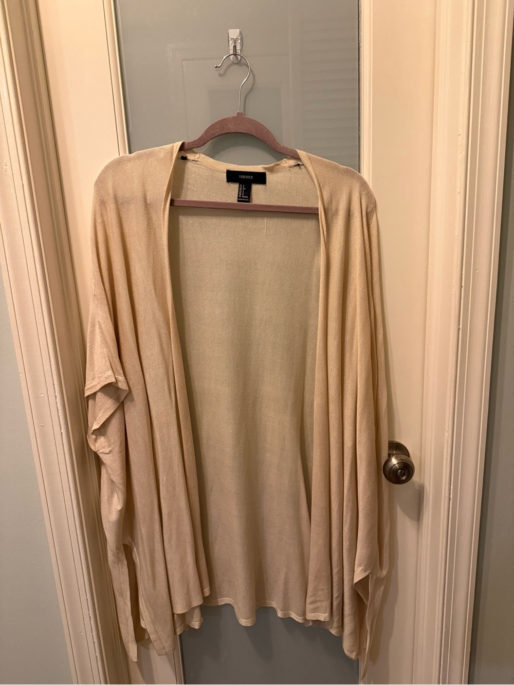 Forever 21 Cream Open-Front Draped Cardigan